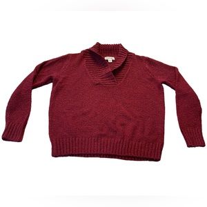 St. John’s Bay burgundy red fleck v cowl holiday sweater top women’s Petite XL